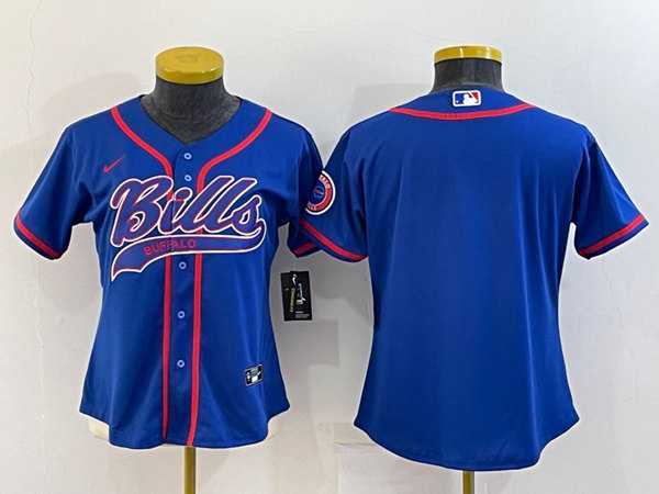 Womens Buffalo Bills Blank Royal With Patch Cool Base Stitched Baseball Jersey->women nfl jersey->Women Jersey